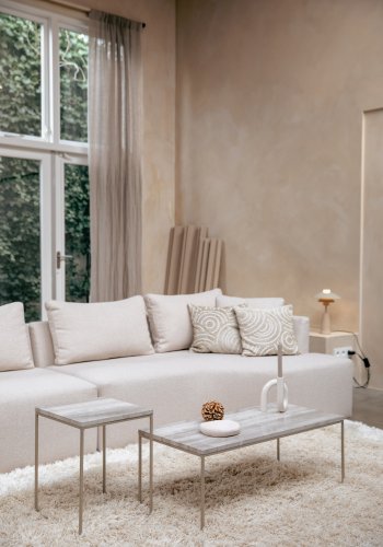 ZUIVER Stray sidebord, firkantet - gr marmor og grtt jern (35x35)