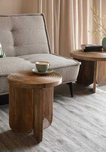 WHITE LABEL LIVING Maeze sidebord, rundt - brunt mangotre (40)