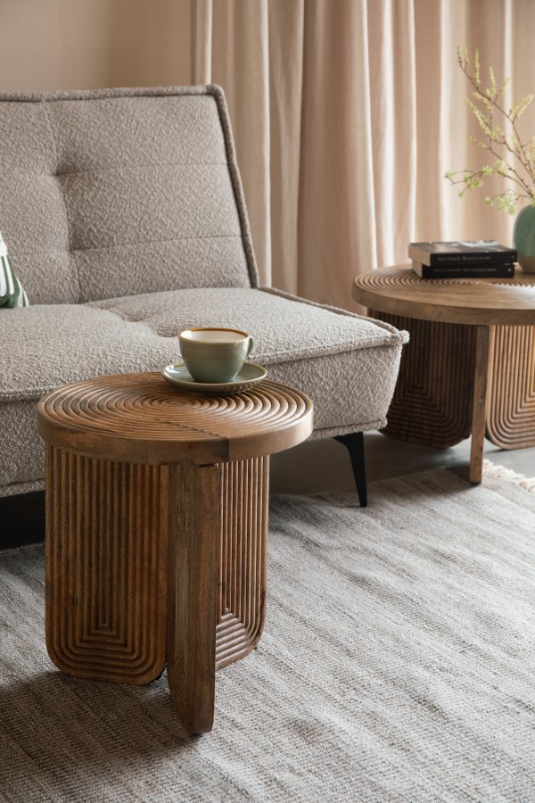 WHITE LABEL LIVING Maeze sidebord, rundt - brunt mangotre (40)