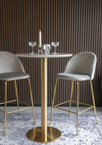 HOUSE NORDIC Bolzano barbord - MDF med marmorlook og messingstl (70)