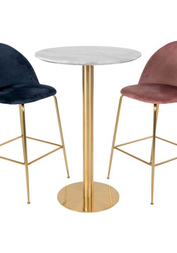 HOUSE NORDIC Bolzano barbord - MDF med marmorlook og messingstl (70)