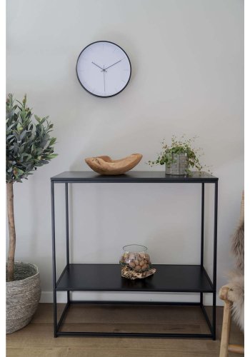 HOUSE NORDIC rektangulrt Vita konsollbord, m. hylle - sort melamin og stl (80x36)