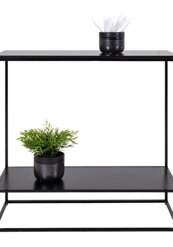 HOUSE NORDIC rektangulrt Vita konsollbord, m. hylle - sort melamin og stl (80x36)