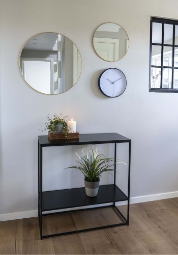 HOUSE NORDIC rektangulrt Vita konsollbord, m. hylle - sort melamin og stl (80x36)