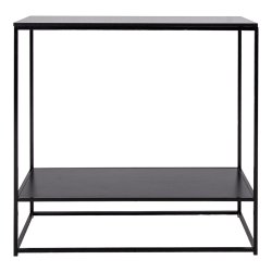 Vita konsolbord, m. hylde - sort melamin og stl (80x36)