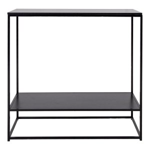 HOUSE NORDIC rektangulärt Vita konsolbord, med hylla - svart melamin och stl (80x36)