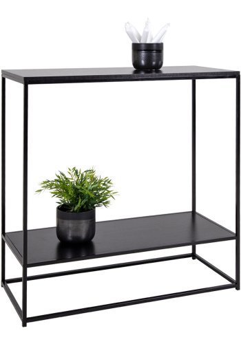 HOUSE NORDIC rektangulrt Vita konsollbord, m. hylle - sort melamin og stl (80x36)