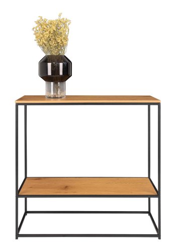 HOUSE NORDIC Vita konsollbord, med hylle - naturlig melamin og sort stl (80x36)