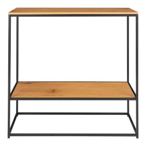 HOUSE NORDIC Vita konsolbord, med hylla - naturlig melamin och svart stl (80x36)