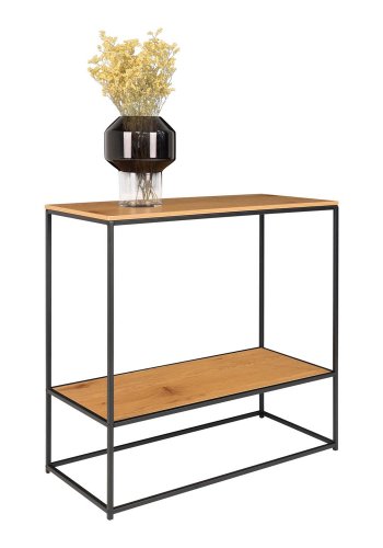 HOUSE NORDIC Vita konsollbord, med hylle - naturlig melamin og sort stl (80x36)