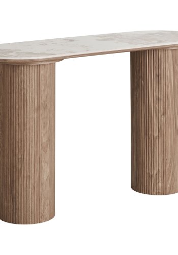 HOUSE NORDIC�Athens konsolbord, oval - hvid keramik og brun decorpapir (120x40)