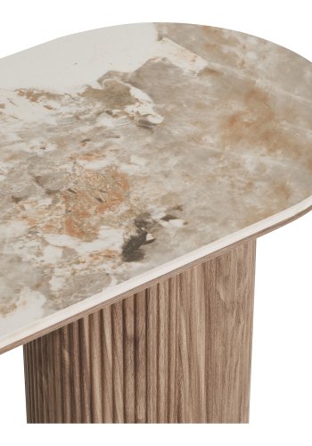 HOUSE NORDIC�Athens konsolbord, oval - hvid keramik og brun decorpapir (120x40)