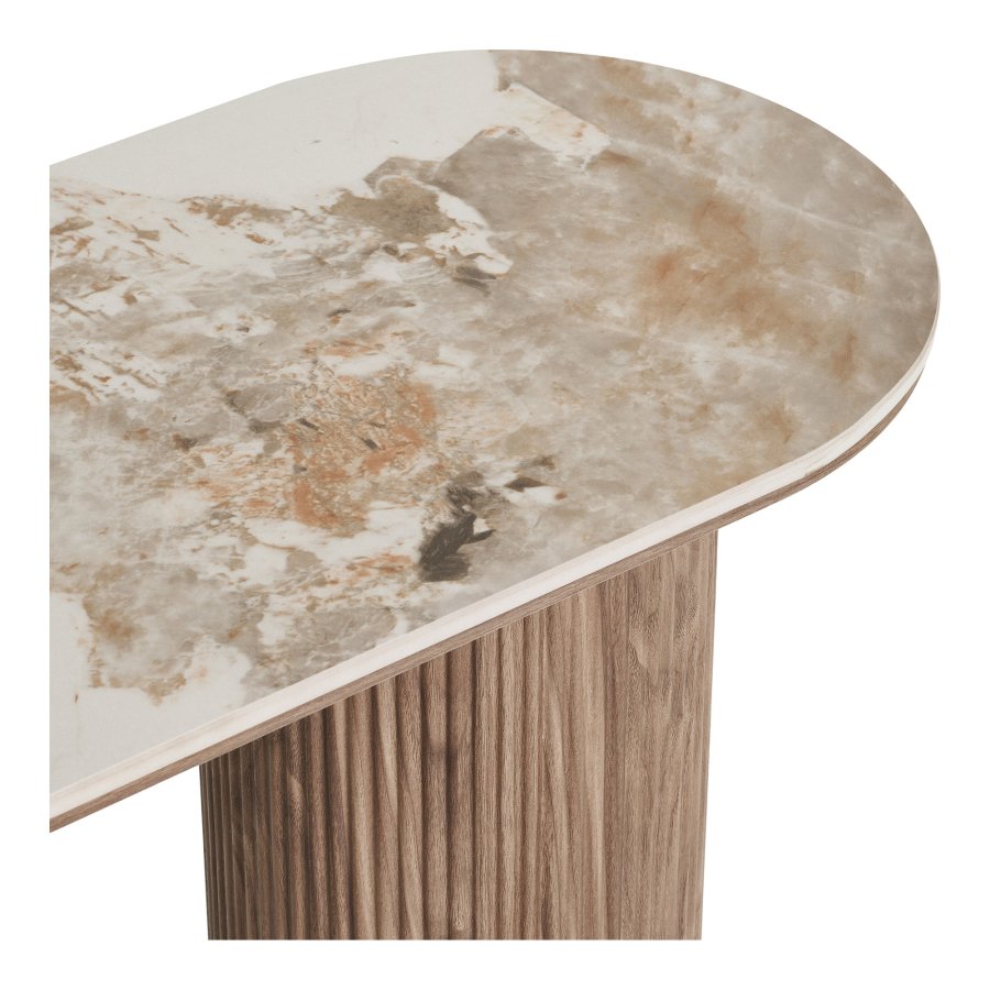 HOUSE NORDIC�Athens konsolbord, oval - hvid keramik og brun decorpapir (120x40)