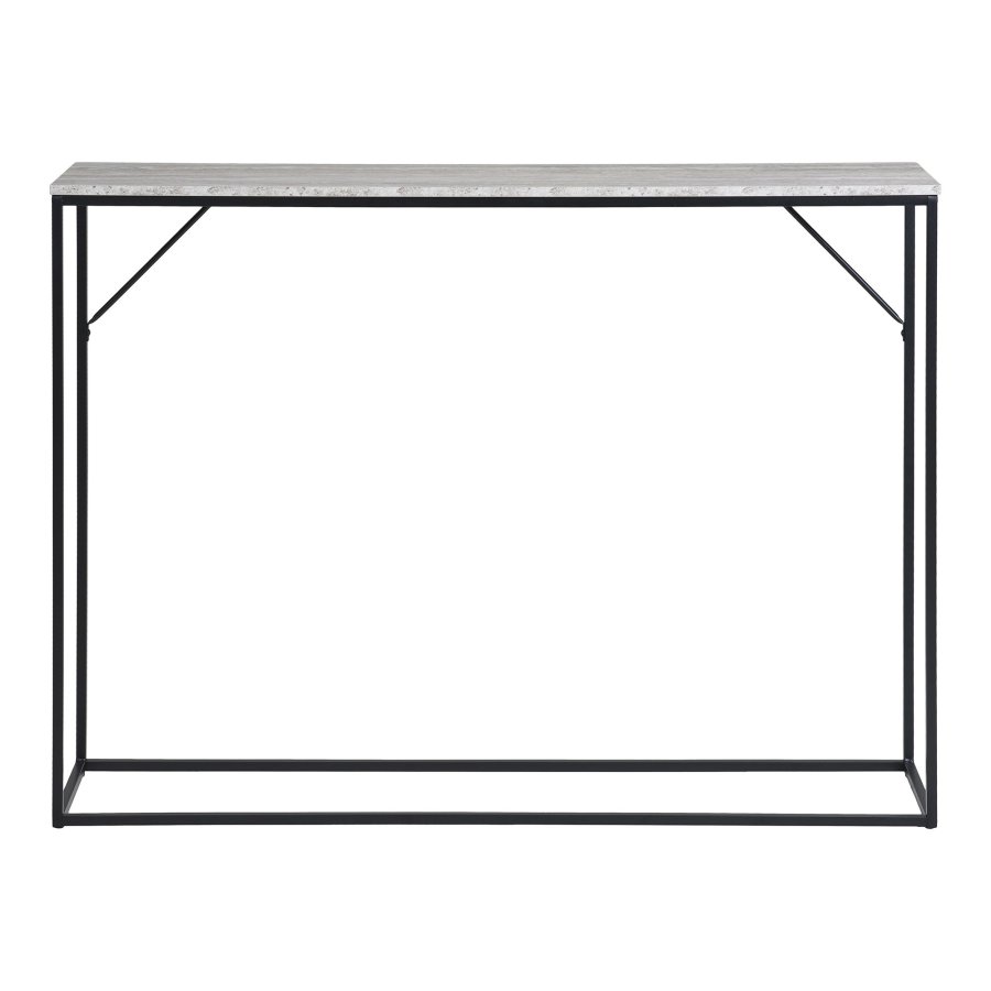 HOUSE NORDIC Vita konsollbord, rektangulrt - naturlig melaminfolie med travertin-look/svart stl (110x26)