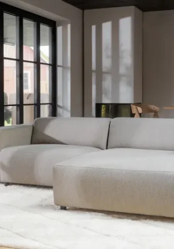 ROWICO Willard 3 pers. modulsofa, m. hyre sjeselong - beige stoff