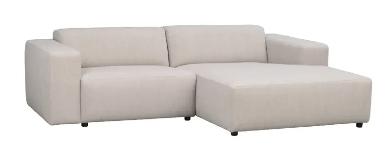 ROWICO Willard 3 pers. modulsofa, m. hyre sjeselong - lys beige stoff