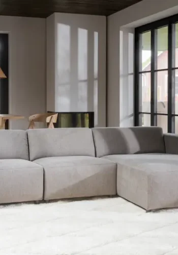 ROWICO Willard 4 pers. modulsofa, m. hyre sjeselong - beige stoff