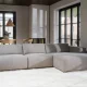 ROWICO Willard 4 pers. modulsofa, m. hyre sjeselong - beige stoff