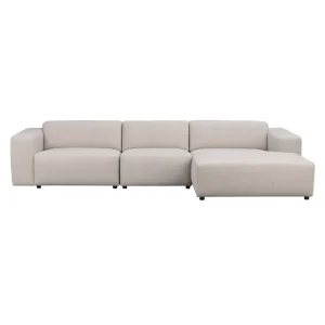 ROWICO Willard 4 pers. modul sofa, m. hjre chaiselong - lys beige stof