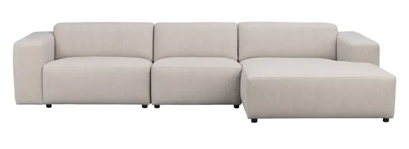 ROWICO Willard 4 pers. modulsofa, m. hyre sjeselong - lys beige stoff