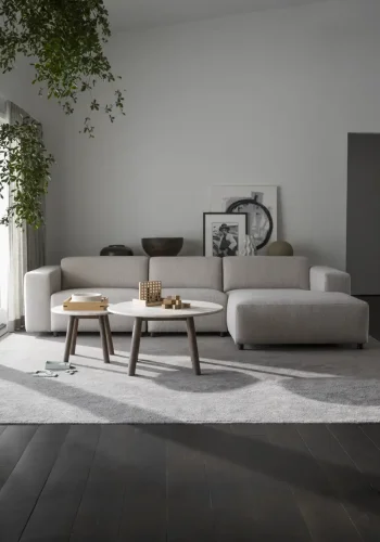 ROWICO Willard 4 pers. modulsofa, m. hyre sjeselong - lys beige stoff