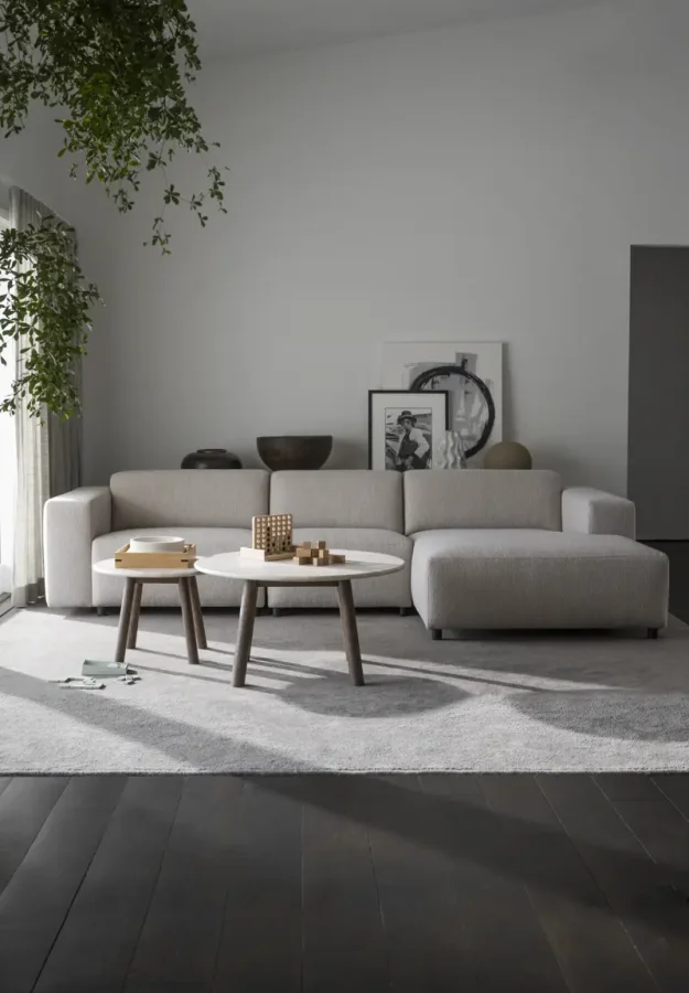 ROWICO Willard 4 pers. modulsofa, m. hyre sjeselong - lys beige stoff