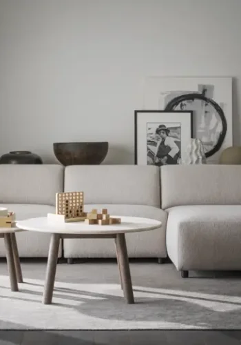 ROWICO Willard 4 pers. modulsofa, m. hyre sjeselong - lys beige stoff