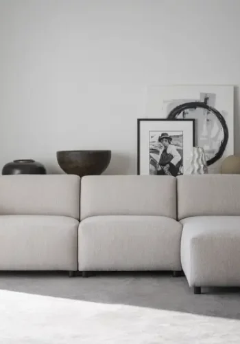 ROWICO Willard 4 pers. modulsofa, m. hyre sjeselong - lys beige stoff