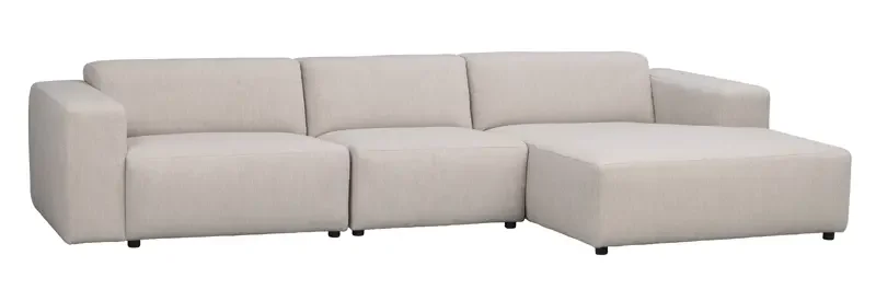ROWICO Willard 4 pers. modulsofa, m. hyre sjeselong - lys beige stoff