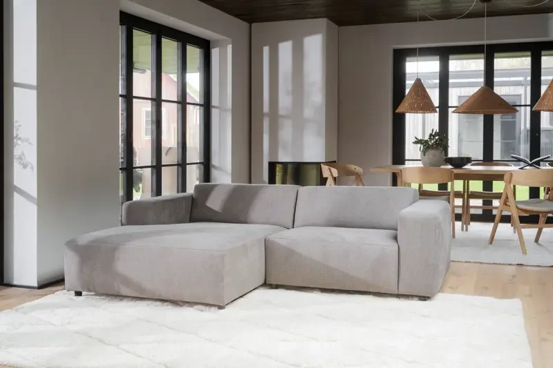 ROWICO Willard 3 pers. modulsofa, m. venstre sjeselong - beige stoff