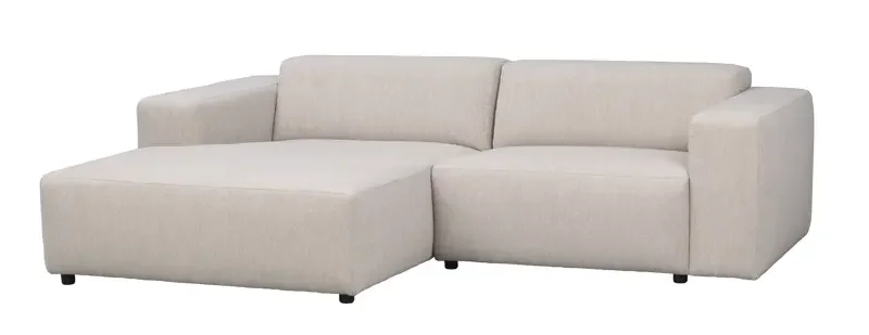 ROWICO Willard 3 pers. modulsofa, m. venstre sjeselong - lys beige stoff