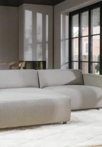 ROWICO Willard 3 pers. modulsofa, m. venstre sjeselong - lys beige stoff