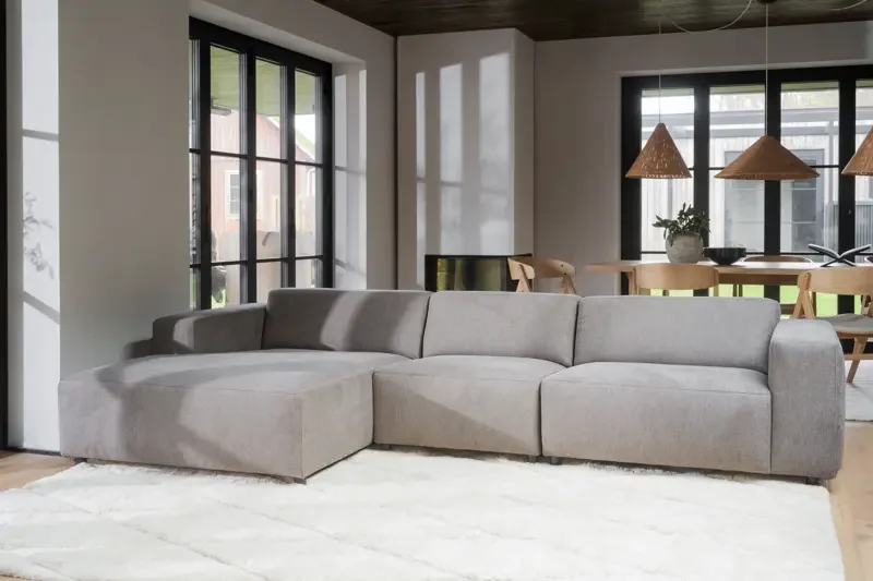 ROWICO Willard 4 pers. modulsofa, med venstre sjeselong - beige stoff