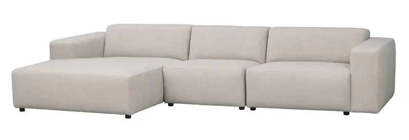 ROWICO Willard 4 pers. modulsofa, m. venstre sjeselong - lys beige stoff