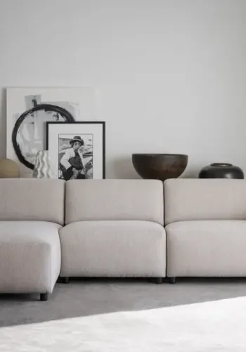 ROWICO Willard 4 pers. modulsofa, m. venstre sjeselong - lys beige stoff