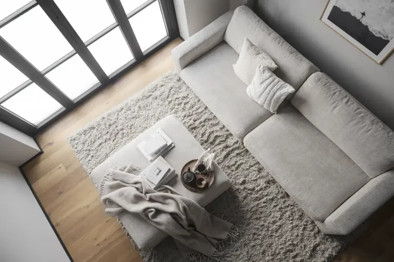 ROWICO Duncan modul fotskammel, rektangulr - lysegr stoff (112x103)