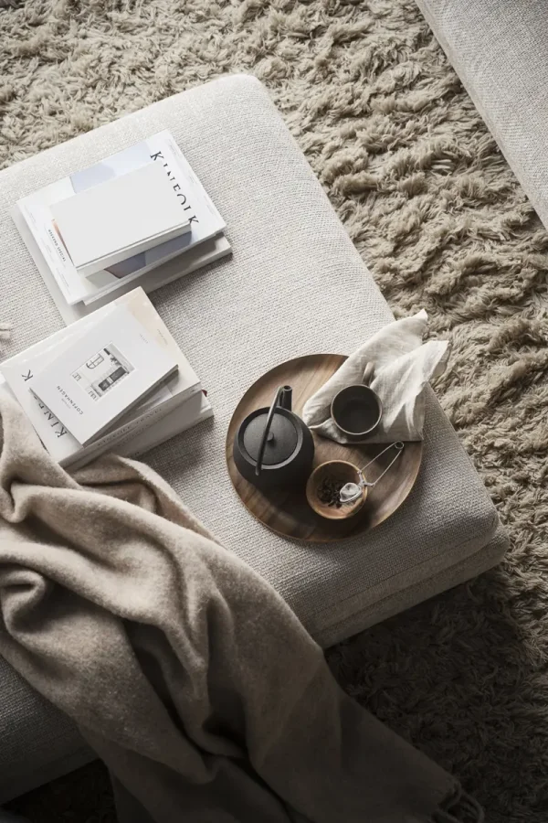 ROWICO Duncan modul fotskammel, rektangulr - lysegr stoff (112x103)