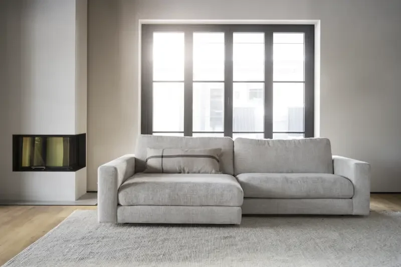 ROWICO Duncan 3 pers. modulsofa, m. venstre sjeselong - lysegr stoff