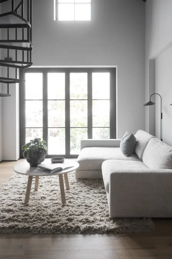 ROWICO Duncan 3 pers. modulsofa, m. venstre sjeselong - lysegr stoff