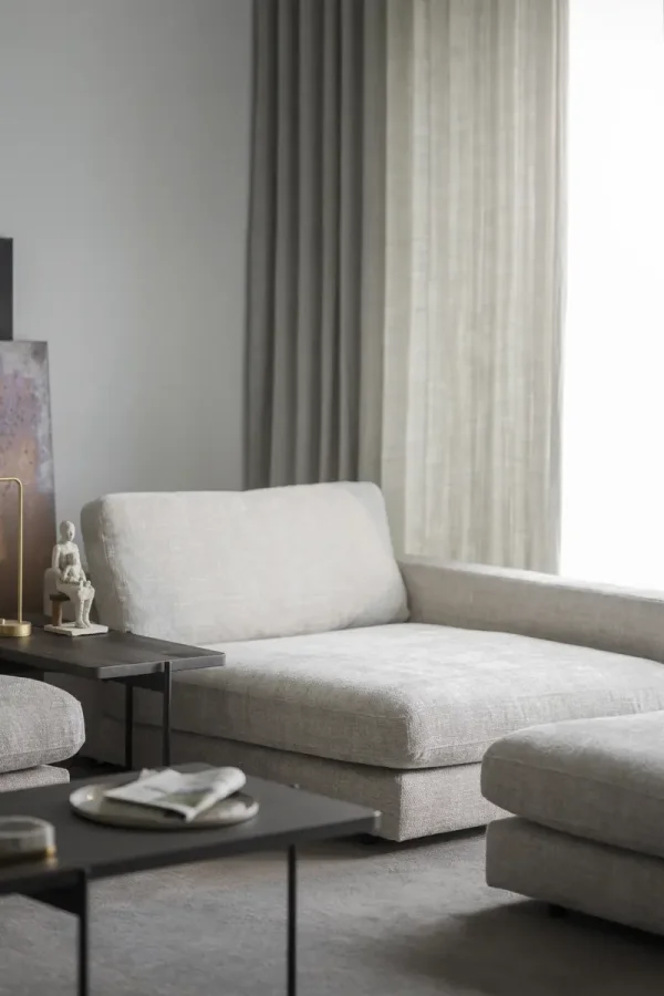 ROWICO Duncan 1,5 pers. modul sjeselong lenestol, hyre - lys gr stoff