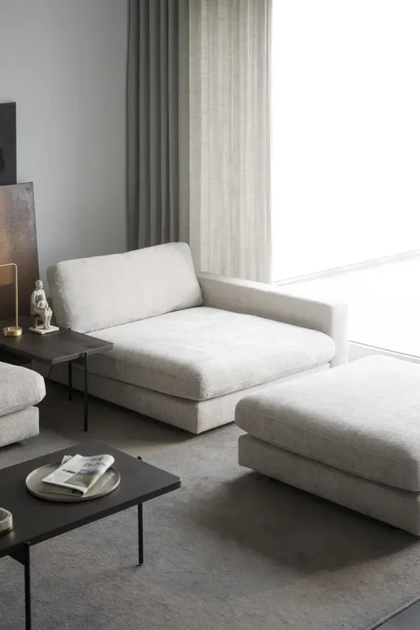 ROWICO Duncan 1,5 pers. modul sjeselong lenestol, hyre - lys gr stoff