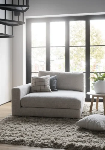 ROWICO Duncan 1,5 pers. modul sjeselong lenestol, venstre - lys gr stoff