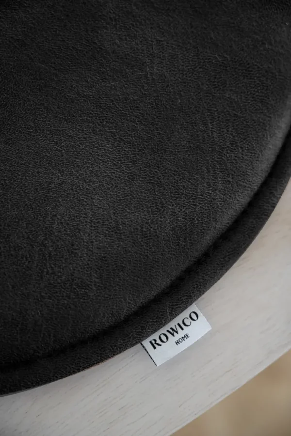 ROWICO Fulton setepute, rund - svart skinn-tekstil (38)