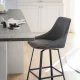ROWICO Alison barstol, drejelig, m. rygln og fodsttte - gr mikrofiber og sort metal
