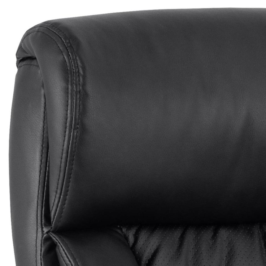 ACT NORDIC Benson Schreibtischstuhl, mit Armlehnen, Rollen, Dreh- und Kippfunktion – schwarzes PU und Chromstahl