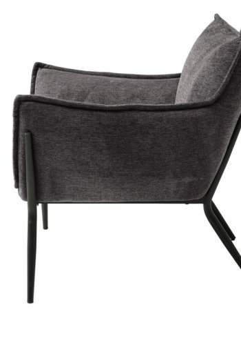 Calgary lenestol, m. armlener - mrkegrtt stoff og sorte ben