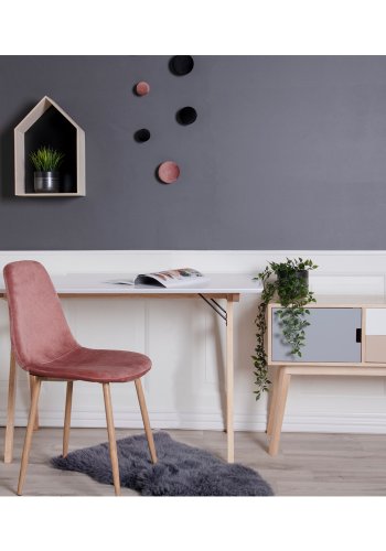 HOUSE NORDIC Vojens skrivebord - hvit/naturlig MDF/gummitre, rektangulr (120x60)