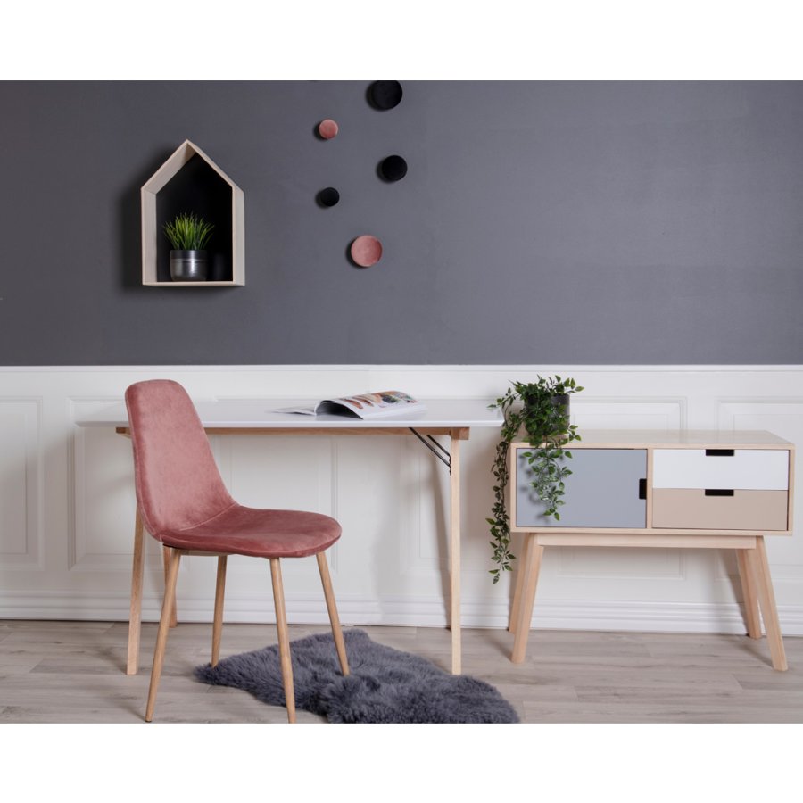 HOUSE NORDIC Vojens skrivebord - hvit/naturlig MDF/gummitre, rektangulr (120x60)