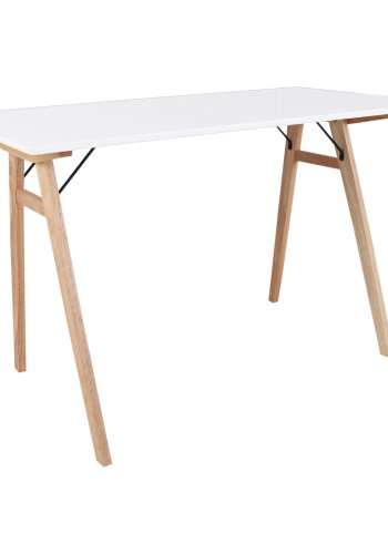 HOUSE NORDIC Vojens skrivebord - hvit/naturlig MDF/gummitre, rektangulr (120x60)