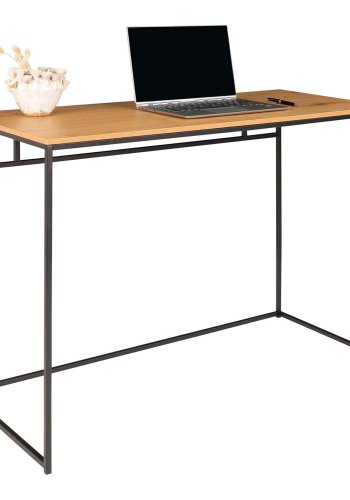 HOUSE NORDIC Vita skrivebord - natur melamin og sort stl (100x45)